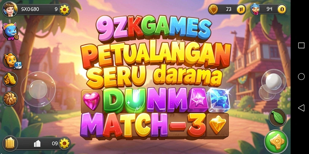 Gameplay seru 9ZKGAMES dengan elemen match-3 yang menantang.