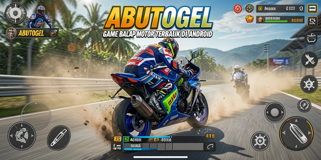 Tampilan gameplay balap motor yang mendebarkan di ABUTOGEL.
