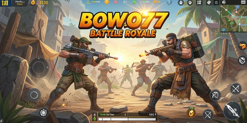 Gameplay seru BOWO77 dalam pertarungan Battle Royale.