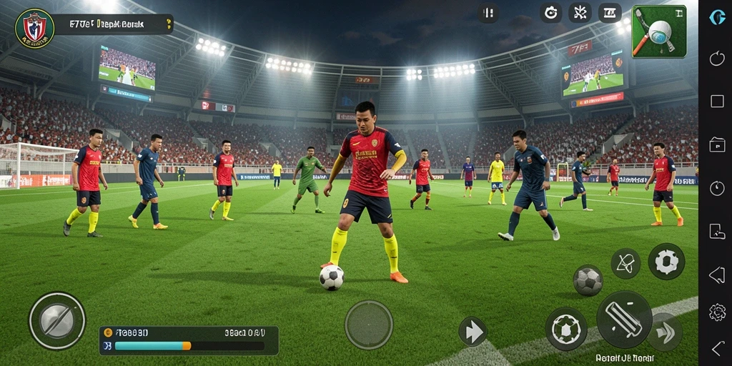 Tampilan gameplay F7F7 yang memukau dengan aksi sepak bola seru.