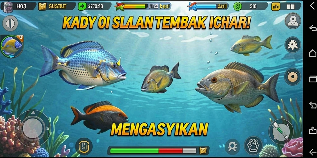 Screenshot menampilkan aksi seru menembak ikan di H03.